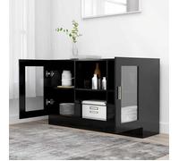 (11688)Moderne Cabinet à vitrine Noir 120x30,5x70 cm Bois d'ingénierie ,poid:29.4 kg