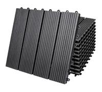 11x Dalles de jardin clipsables en bois composite WPC anthracite 30 x 30 cm Type classique Revêtement de sol extérieur