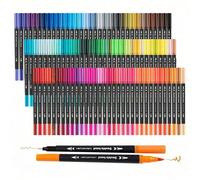 12/24/36/48/60/80/100/120 pièces Marqueurs doubles à double pointe fine & pinceau, couleurs de croquis, aquarelle, dessin professionnel, marqueur d'art pour fournitures scolaires, étudiants, papeterie