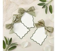 12/24/40 pièces Cartes d'invitation de mariage vierges 9*6cm, chaque carte décorée d'un nœud vert sauge, convient pour divers mariages, baby shower, fiançailles, pré-mariage, etc. Papetier