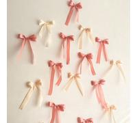 12/24/48 pièces Décoration de ruban de satin à nœud double couche fait main, décoration de ruban de satin style ballet rose, meilleur cadeau pour les filles. Convient pour les fêtes, les mariages, les