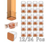 12/24 pièces pieds de chaise carrés protecteurs de sol coussinets de meubles pour planchers de bois franc curseurs de meubles pieds de chaise capuchons de jambes en Silicone XS (Fit 13-19mm)