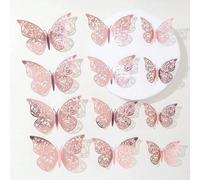 12/24 pièces Stickers muraux papillons 3D, décalcomanies de papillons en plastique amovibles, autocollants de décoration murale, stickers muraux, décalcomanies en vinyle, décorations de printemps, ajo