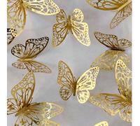 12/48/72 pièces Stickers muraux de papillons 3D creux pour décoration de gâteau, décoration de mariage, salon, décoration de maison. Stickers de papillons pour fête de révélation du sexe, décoration d