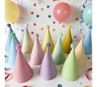 12/6/1-Chapeaux de fête colorés, chapeaux coniques pour fête d'anniversaire, chapeaux en papier coniques mignons pour gâteau d'anniversaire, couronnes mignonnes, mélange de chapeaux de fête pour adult