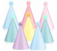 12/6/1 pièce pièce Chapeaux de fête colorés, chapeaux de fête de couleur douce, chapeaux coniques pour fête d'anniversaire, chapeaux en papier coniques mignons pour gâteau d'anniversaire, couronne mig