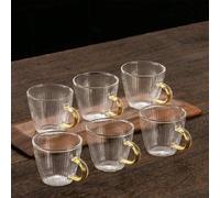 12/6/4/2 pièces/Set de tasses à expresso en verre martelé à rayures verticales avec anses, mini tasses à thé et à café, convient pour une utilisation à la maison et au restaurant 6 pièces,4 PIÈCES,2 p