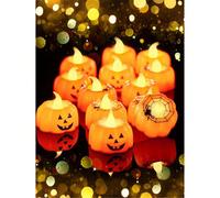 12/6 pièces/1 pièce - Bougies citrouille lumineuses d'Halloween, avec visage de lanterne de Jack-O'-Lantern et motif de toile d'araignée, parfaites pour la décoration de fête, thème de maison hantée,
