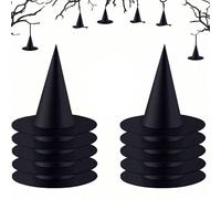12/6pcs/1 pièce-Décoration d'Halloween Chapeau de Sorcière, Chapeau de Sorcière Suspendu Épaissi Grande Quantité Accessoires de Décoration, Chapeau de Sorcière Noir avec Corde Convient pour le Porche 