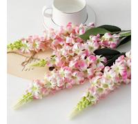 12/8/6/4/2/1 pièce pièce, Fleurs artificielles de moustique rose de 29,2 pouces, Fleurs de delphinium en soie artificielle, Fleurs de jacinthe à tige longue artificielles, Toucher réaliste, Convient p