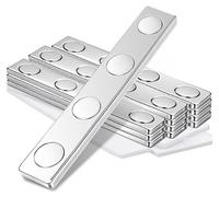 12 aimants autocollants, bande magnétique puissante, 58 x 10 x 2 mm, aimants autocollants incassables, bande magnétique plate pour le bureau, aimants en néodyme pour l'école