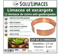 12 Anneaux de Cuivre Anti-Limaces et Escargots SOLU'LIMACES - Ø17 cm - Barrière Physique Réutilisable - Protection des Salades, Fraisiers, Aromatiques, Potager et Fleurs - sans Produit Chimique