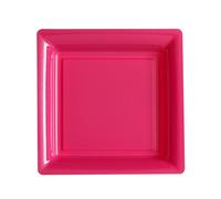 12 Assiettes Carrées En Plastique Fuchsia 23.5 Cm Taille Unique Rose