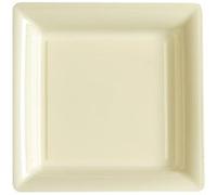 12 assiettes plates carrées réutilisables 24cm ivoire - isap v57235i Beige G