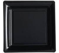 12 assiettes plates carrées réutilisables 24cm noir - isap v57235n Noir G