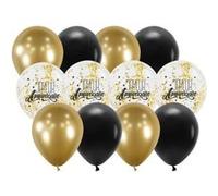 12 ballons latex bio confettis anniversaire or - cda 36503 Jaune G