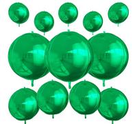 12 ballons ronds en aluminium vert, ballons 4D hélium vert métallique de 55,9 cm, 38,1 cm, 25,4 cm pour décoration de fête d’anniversaire, remise de diplôme, mariage, nouvel an, disco, bal de promo