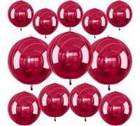 12 ballons ronds en feuille métallique rouge bordeaux, 55,9 cm 38,1 cm 25,4 cm 4D ballon hélium marron foncé en feuille métallique rouge profond pour anniversaire, remise de diplôme, mariage, fête