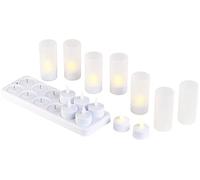 Lunartec : 12 bougies chauffe-plat LED avec photophores et station de chargement G