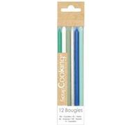12 bougies longues bleu & argent - 12 cm Multicolore