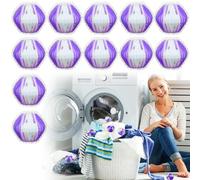 12 Boules Anti Poils pour Machine à Laver - Capture Poils Chats & Chiens, Peluches, Poussière - Réduit les Enchevêtrements et les Odeurs, Réutilisables Boule Anti Poil Machine à Laver (Lila)