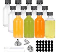 12 bouteilles d'eau-de-vie à remplir, 60 ml, petites mini-bouteilles à remplir, mini-bouteilles en verre avec couvercle, petites bouteilles en verre, bouteilles d'eau-de-vie avec entonnoir pour gingem