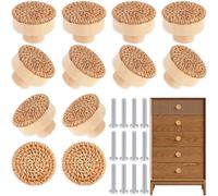 12 boutons de meuble en rotin, boutons pour armoires, décoration bohème pour armoires, boutons de meuble en bois, boutons pour commodes, boutons de tiroirs, poignées vintage pour tiroirs et armoires, 