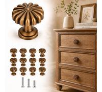 12 boutons de meubles anciens, en laiton vieilli, de forme ronde, pour armoires