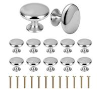 12 boutons de meubles, boutons d'armoire argentés, poignées de tiroir 25 × 30 mm, style vintage moderne avec vis, poignées de porte rondes, poignées d'armoire pour meubles, penderies, tiroirs