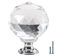 12 boutons de tiroir en cristal, 40 mm, boutons de meuble en alliage de zinc avec verre cristal, poignées d'armoire, boutons de tiroir modernes pour armoires, transparents