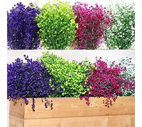 12 Bundles Buissons d'Arbustes Artificiels Fleurs Artificielles Fleurs Plantes Résistantes à UV en Plein Air Buissons Arbustes Artificiels Décoratifs pour Arrangement Floral(Couleur Mixte)