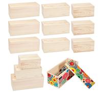 12 caisses en bois avec couvercle coulissant, 3 tailles différentes, finition blanc antique