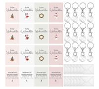 12 cartes de Noël avec des porte-clés porte-bonheur et des enveloppes