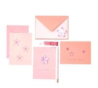 12 Cartes Et Enveloppes Roses Sakura B6
