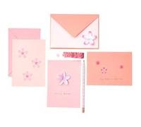 12 Cartes Et Enveloppes Roses Sakura B6