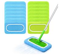 12 Chiffons de Serpillière Microfibre pour Swiffer Wet & Dry Balai | Lingettes Humides Tampons de Vadrouille réutilisables et lavables pour Swiffer Wet & Dry balai, bleu/vert