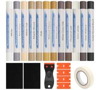12 Couleurs Kit Réparation pour Parquet en Cire Dure avec Outils | pour Stratifié, Sol en Vinyle et Meubles en Bois, Réparation des Rayures, Fissures et Trous