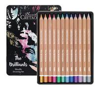 12 crayons de couleur - Couleurs métalliques - Beaux-arts - Boîte métal - Cretac