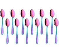 12 cuillères à café en acier inoxydable 13,5 cm petites cuillères cuillère à espresso cuillère à dessert mini cuillère à café en métal cuillère à moka (arc-en-ciel)