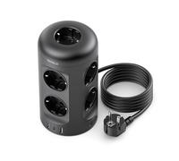 12 en 1 Multiprise avec Interrupteur, Multiprises (9 Prises avec 3 USB), 3680W/16A Adaptateur Secteur Parafoudre et Surtension, avec Rallonge Electrique 3M, Tour Prise Multiple pour Maison, Le Bureau