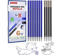 12 Erasable Refill Leads (8× Blue + 4× Black) ¿ Compatible With Legami ¿ 0.7mm Thermal Erasable Ink Leads For Erasable Pens ¿ Ideal For School & Office