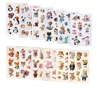 12 Feuilles 108 Pièces Gommettes Enfant Animaux, Autocollant PET Découpage, Stickers Scrapbooking Fille Garçon DIY, Livre Autocollants Offrir