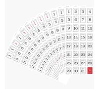 12 feuilles d'autocollants pour les dates de l'agenda mensuel, 365 autocollants pour les numéros de l'agenda quotidien, autocollants décoratifs pour les agendas, calendriers et carnets non datés