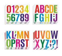 12 Feuilles Lettre Autocollantes 10cm, Lettres Autocollantes Grand Format Colorées, Stickers Lettres Alphabet et Chiffres Imperméables pour Boîte aux Lettres, Panneaux, Fenêtres et Voiture