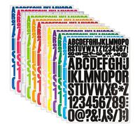 12 Feuilles Lettres Autocollantes, Stickers Lettres Alphabet, Chiffres Autocollants en Vinyle Imperméable pour Artisanat, Bouteilles, Guitares