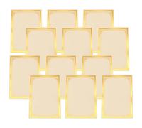 12 Feuilles Papier de Certificat Vierge A4 Or | Feuille à Coins Arrondis, Zone de Texte Personnalisable, Format Portable, pour Documents et Récompenses