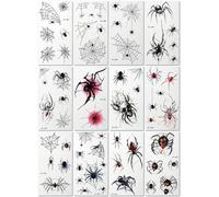 12 Feuilles Tatouages Temporaires D'Araignées Pour Halloween Autocollants 3D Imperméables En Forme De Toile D'Araignée Pour Des Fêtes Amusantes
