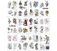 12 Feuilles Tatouages Temporaires De Style Urbain Européen Et Américain Pour Hommes Et Femmes Y Compris Des Tatouages Couvrant Tout Le Bras Et Les Manches