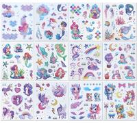 12 Feuilles Tatouages Temporaires Imperméables À Paillettes Sirène Pour Enfants Tatouages Temporaires Licorne