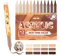 12 Feutre Acrylique Brush Marker - Set de 12 Marqueurs de Peinture Acrylique Skin Tone Color Series , Couleur dencre:Skin Tone